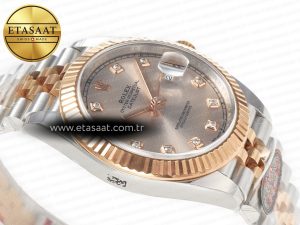 DateJust 41 126331 904L SS/RG Clean 1:1 Best Edition Steel Silver Diamond Stick Dial on Jubilee Bracelet VR3235 - Görsel 7