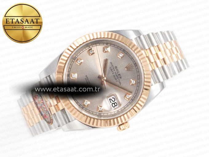 DateJust 41 126331 904L SS/RG Clean 1:1 Best Edition Steel Silver Diamond Stick Dial on Jubilee Bracelet VR3235 - Görsel 8