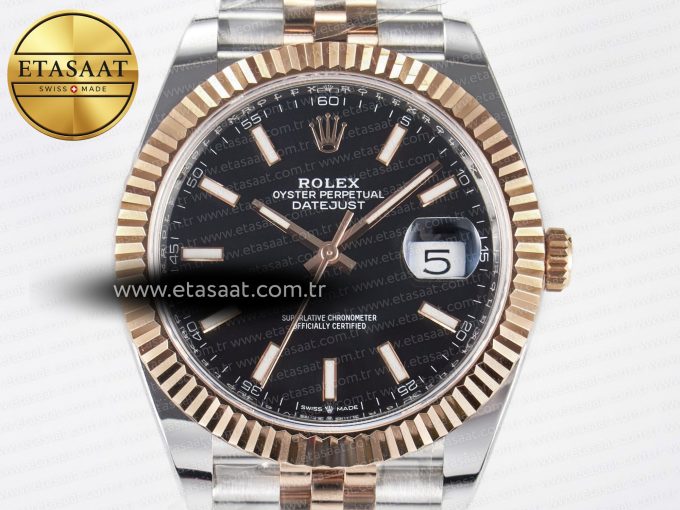 DateJust 41 126331 ARF 1:1 Best Edition 904L Steel Black Dial on SS/RG Jubilee Bracelet SH3235（Gain Weight） - Görsel 4