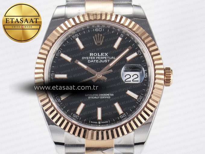 DateJust 41 126331 ARF 1:1 Best Edition 904L Steel Black Dial on SS/RG Oyster Bracelet SH3235（Gain Weight） - Görsel 4