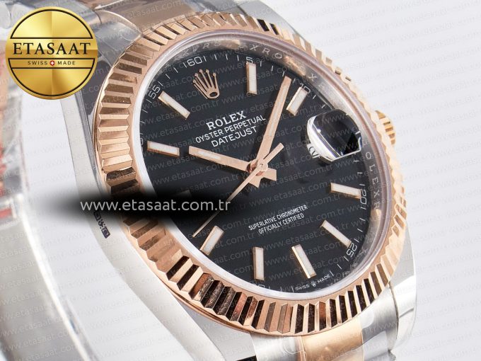 DateJust 41 126331 ARF 1:1 Best Edition 904L Steel Black Dial on SS/RG Oyster Bracelet SH3235（Gain Weight） - Görsel 5