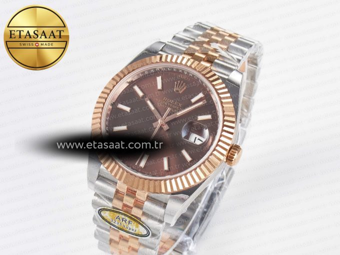 DateJust 41 126331 ARF 1:1 Best Edition 904L Steel Brown Dial on SS/RG Jubilee Bracelet SH3235（Gain Weight） - Görsel 2