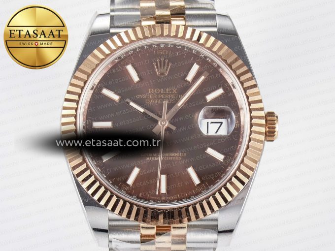 DateJust 41 126331 ARF 1:1 Best Edition 904L Steel Brown Dial on SS/RG Jubilee Bracelet SH3235（Gain Weight） - Görsel 4