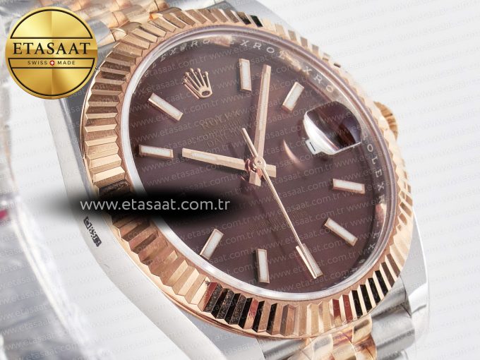 DateJust 41 126331 ARF 1:1 Best Edition 904L Steel Brown Dial on SS/RG Jubilee Bracelet SH3235（Gain Weight） - Görsel 7