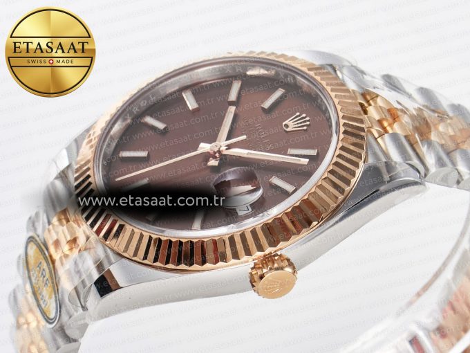 DateJust 41 126331 ARF 1:1 Best Edition 904L Steel Brown Dial on SS/RG Jubilee Bracelet SH3235（Gain Weight） - Görsel 9