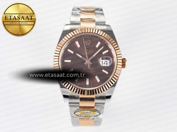 DateJust 41 126331 ARF 1:1 Best Edition 904L Steel Brown Dial on SS/RG Oyster Bracelet SH3235（Gain Weight） - Görsel 3