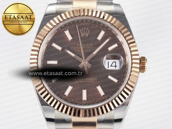 DateJust 41 126331 ARF 1:1 Best Edition 904L Steel Brown Dial on SS/RG Oyster Bracelet SH3235（Gain Weight） - Görsel 4
