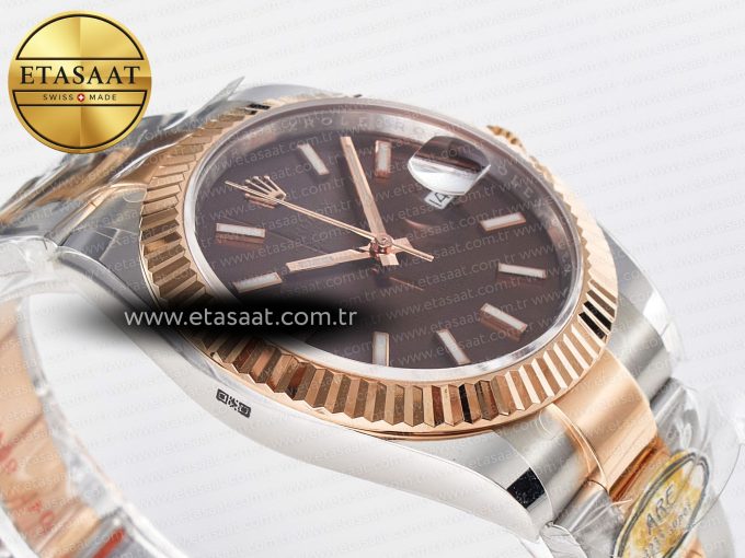 DateJust 41 126331 ARF 1:1 Best Edition 904L Steel Brown Dial on SS/RG Oyster Bracelet SH3235（Gain Weight） - Görsel 7