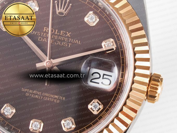 DateJust 41 126331 ARF 1:1 Best Edition 904L Steel Brown Diamonds Dial on SS/RG Jubilee Bracelet SH3235（Gain Weight） - Görsel 12