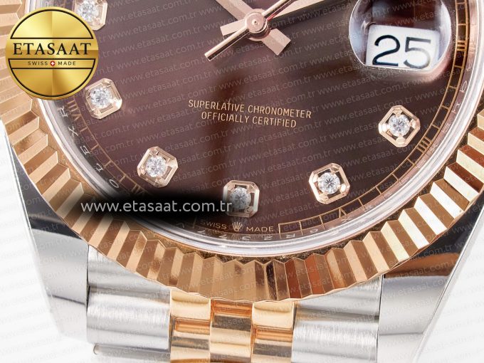 DateJust 41 126331 ARF 1:1 Best Edition 904L Steel Brown Diamonds Dial on SS/RG Jubilee Bracelet SH3235（Gain Weight） - Görsel 13
