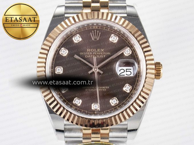 DateJust 41 126331 ARF 1:1 Best Edition 904L Steel Brown Diamonds Dial on SS/RG Jubilee Bracelet SH3235（Gain Weight） - Görsel 4