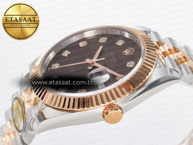 DateJust 41 126331 ARF 1:1 Best Edition 904L Steel Brown Diamonds Dial on SS/RG Jubilee Bracelet SH3235（Gain Weight） - Görsel 6