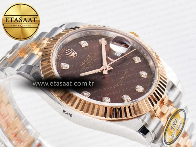 DateJust 41 126331 ARF 1:1 Best Edition 904L Steel Brown Diamonds Dial on SS/RG Jubilee Bracelet SH3235（Gain Weight） - Görsel 7