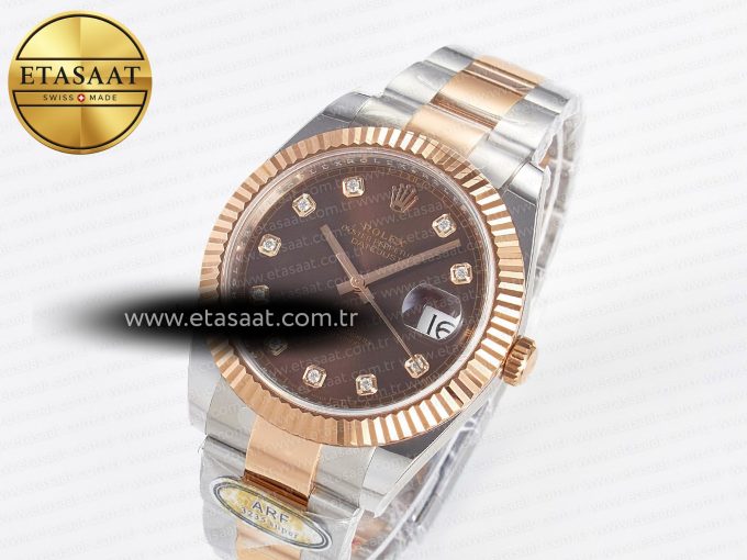 DateJust 41 126331 ARF 1:1 Best Edition 904L Steel Brown Diamonds Dial on SS/RG Oyster Bracelet SH3235（Gain Weight） - Görsel 1