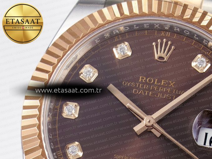 DateJust 41 126331 ARF 1:1 Best Edition 904L Steel Brown Diamonds Dial on SS/RG Oyster Bracelet SH3235（Gain Weight） - Görsel 10