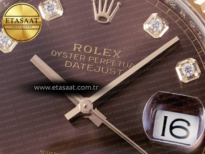 DateJust 41 126331 ARF 1:1 Best Edition 904L Steel Brown Diamonds Dial on SS/RG Oyster Bracelet SH3235（Gain Weight） - Görsel 11