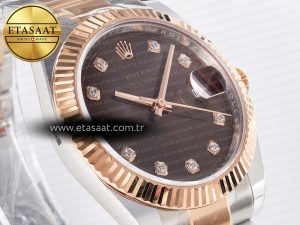 DateJust 41 126331 ARF 1:1 Best Edition 904L Steel Brown Diamonds Dial on SS/RG Oyster Bracelet SH3235（Gain Weight） - Görsel 5