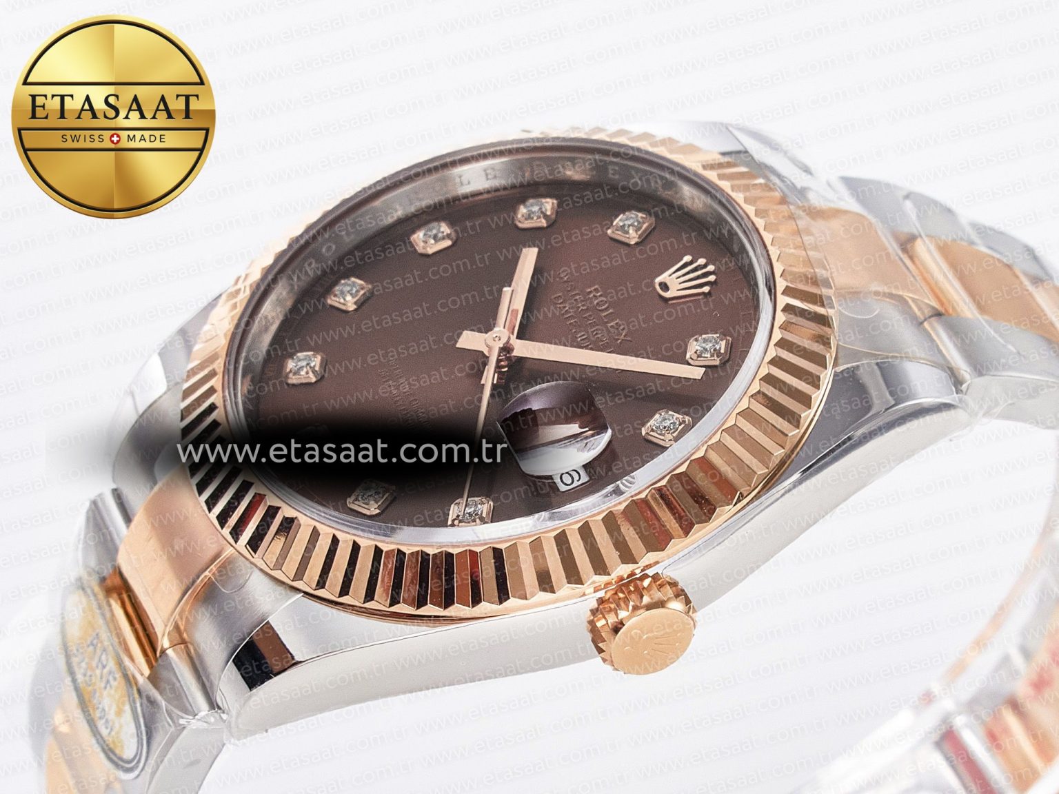 DateJust 41 126331 ARF 1:1 Best Edition 904L Steel Brown Diamonds Dial on SS/RG Oyster Bracelet SH3235（Gain Weight） - Görsel 6
