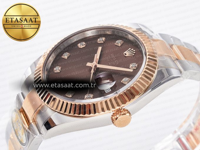 DateJust 41 126331 ARF 1:1 Best Edition 904L Steel Brown Diamonds Dial on SS/RG Oyster Bracelet SH3235（Gain Weight） - Görsel 6
