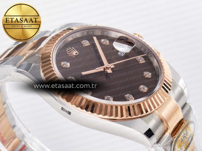 DateJust 41 126331 ARF 1:1 Best Edition 904L Steel Brown Diamonds Dial on SS/RG Oyster Bracelet SH3235（Gain Weight） - Görsel 7