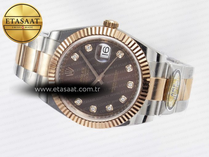 DateJust 41 126331 ARF 1:1 Best Edition 904L Steel Brown Diamonds Dial on SS/RG Oyster Bracelet SH3235（Gain Weight） - Görsel 8
