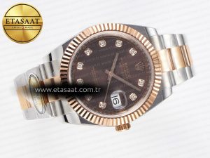 DateJust 41 126331 ARF 1:1 Best Edition 904L Steel Brown Diamonds Dial on SS/RG Oyster Bracelet SH3235（Gain Weight） - Görsel 9