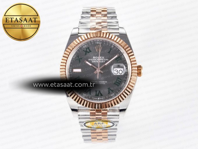DateJust 41 126331 ARF 1:1 Best Edition 904L Steel Gray Dial Green Roman Marker on SS/RG Jubilee Bracelet SH3235（Gain Weight） - Görsel 3
