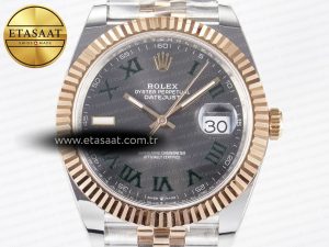 DateJust 41 126331 ARF 1:1 Best Edition 904L Steel Gray Dial Green Roman Marker on SS/RG Jubilee Bracelet SH3235（Gain Weight） - Görsel 4