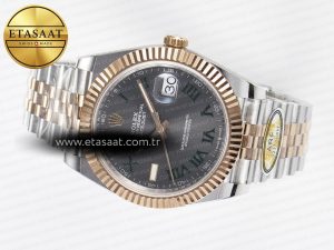 DateJust 41 126331 ARF 1:1 Best Edition 904L Steel Gray Dial Green Roman Marker on SS/RG Jubilee Bracelet SH3235（Gain Weight） - Görsel 6