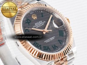 DateJust 41 126331 ARF 1:1 Best Edition 904L Steel Gray Dial Green Roman Marker on SS/RG Jubilee Bracelet SH3235（Gain Weight） - Görsel 7