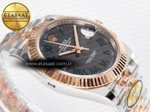 DateJust 41 126331 ARF 1:1 Best Edition 904L Steel Gray Dial Green Roman Marker on SS/RG Jubilee Bracelet SH3235（Gain Weight） - Görsel 8
