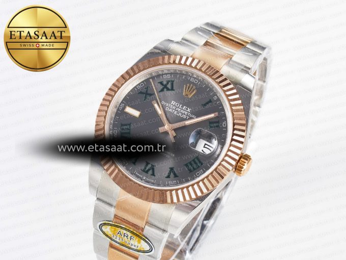 DateJust 41 126331 ARF 1:1 Best Edition 904L Steel Gray Dial Green Roman Marker on SS/RG Oyster Bracelet SH3235（Gain Weight） - Görsel 1