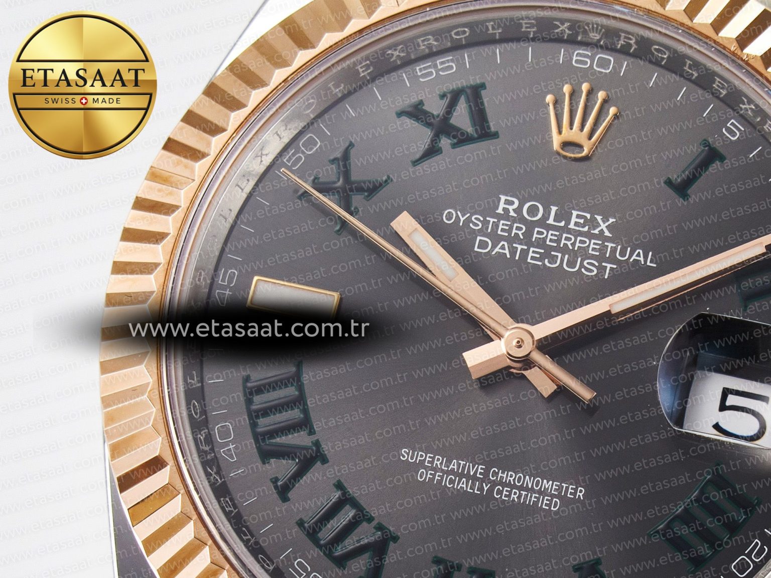 DateJust 41 126331 ARF 1:1 Best Edition 904L Steel Gray Dial Green Roman Marker on SS/RG Oyster Bracelet SH3235（Gain Weight） - Görsel 10