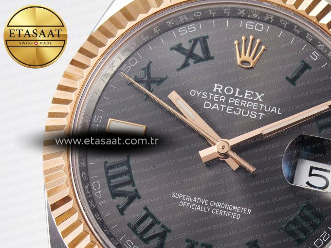DateJust 41 126331 ARF 1:1 Best Edition 904L Steel Gray Dial Green Roman Marker on SS/RG Oyster Bracelet SH3235（Gain Weight） - Görsel 10