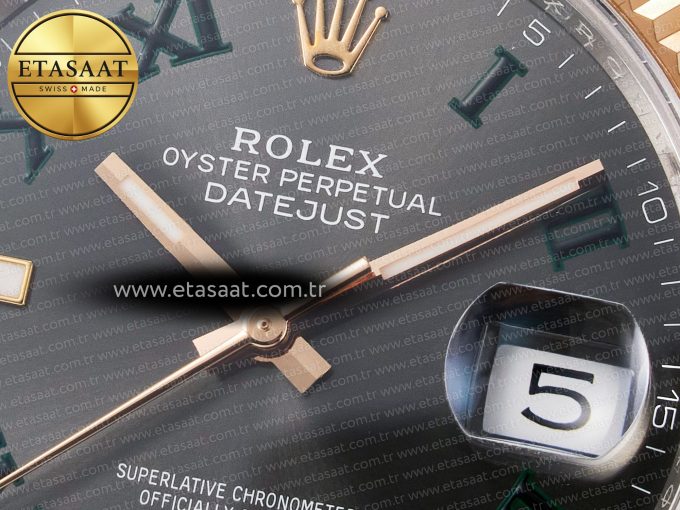 DateJust 41 126331 ARF 1:1 Best Edition 904L Steel Gray Dial Green Roman Marker on SS/RG Oyster Bracelet SH3235（Gain Weight） - Görsel 11