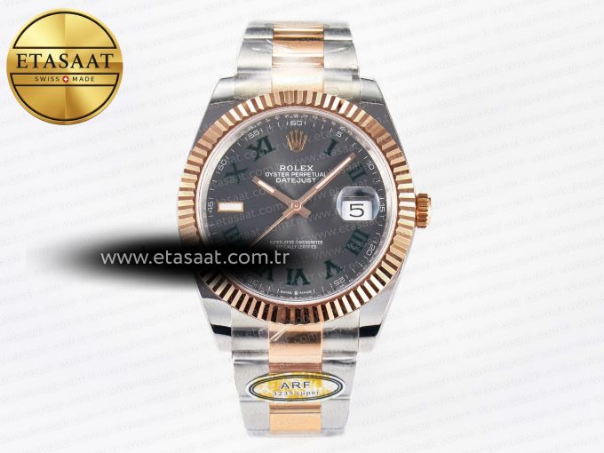 DateJust 41 126331 ARF 1:1 Best Edition 904L Steel Gray Dial Green Roman Marker on SS/RG Oyster Bracelet SH3235（Gain Weight） - Görsel 3