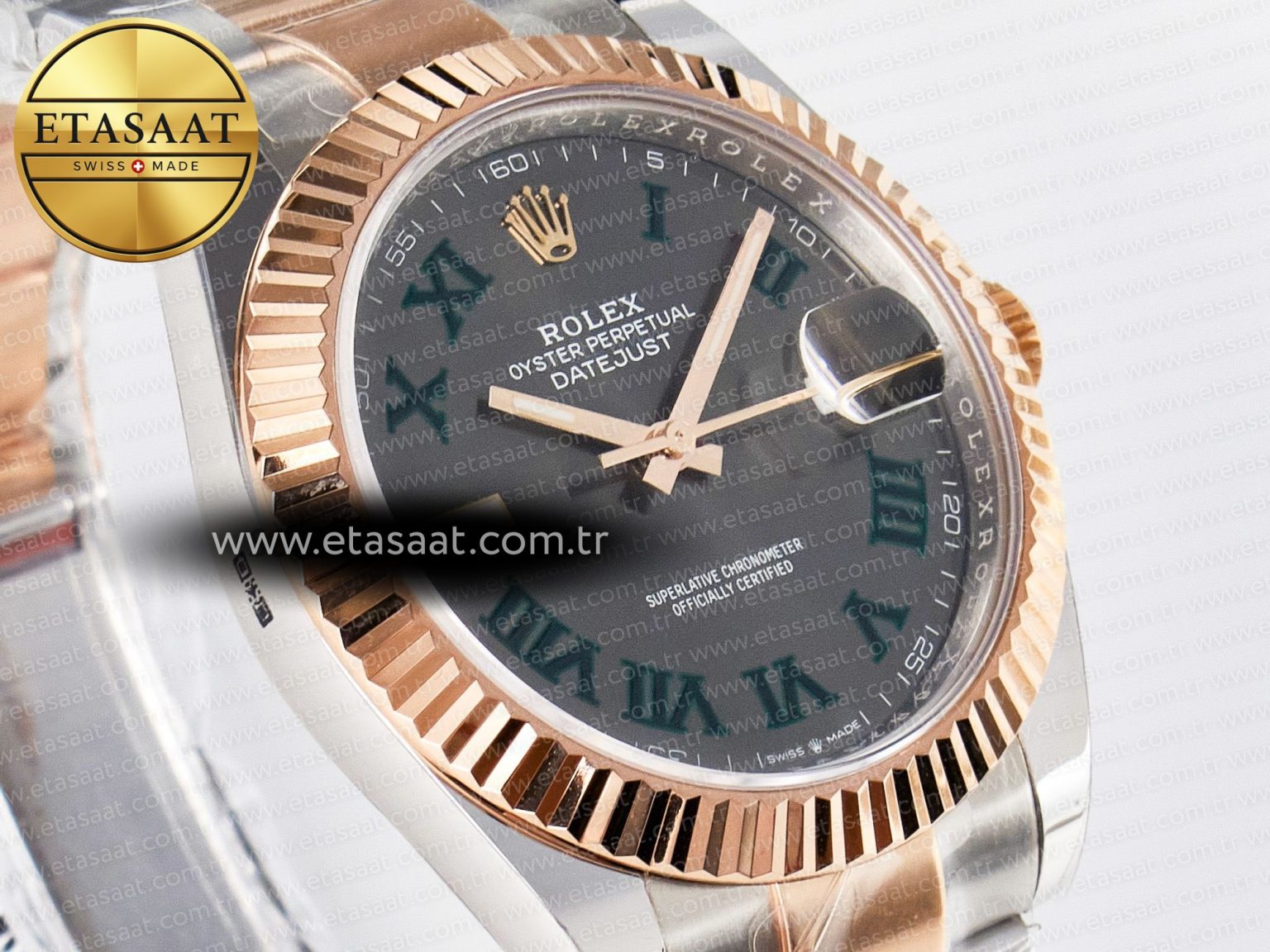 DateJust 41 126331 ARF 1:1 Best Edition 904L Steel Gray Dial Green Roman Marker on SS/RG Oyster Bracelet SH3235（Gain Weight） - Görsel 5