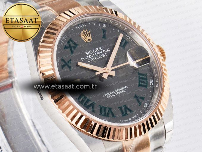 DateJust 41 126331 ARF 1:1 Best Edition 904L Steel Gray Dial Green Roman Marker on SS/RG Oyster Bracelet SH3235（Gain Weight） - Görsel 5