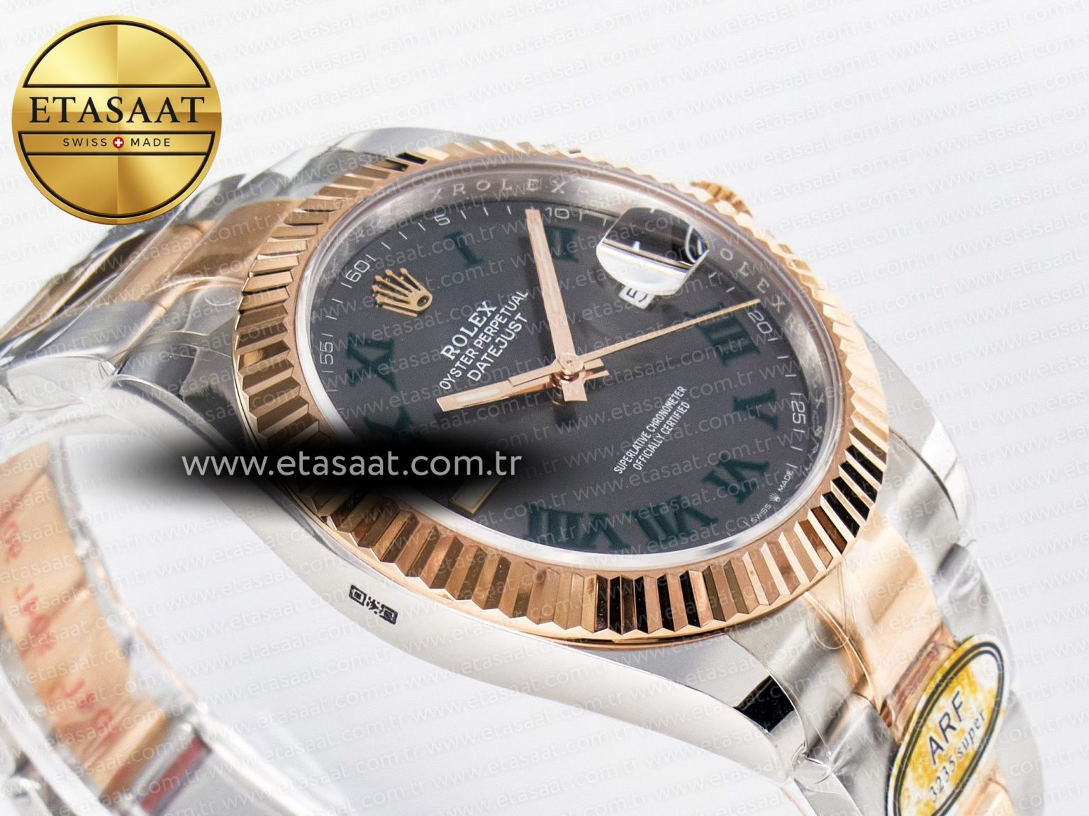 DateJust 41 126331 ARF 1:1 Best Edition 904L Steel Gray Dial Green Roman Marker on SS/RG Oyster Bracelet SH3235（Gain Weight） - Görsel 7
