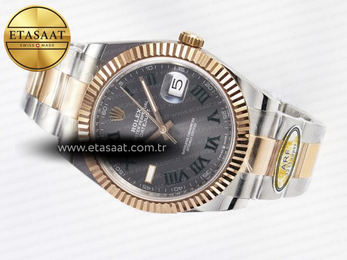 DateJust 41 126331 ARF 1:1 Best Edition 904L Steel Gray Dial Green Roman Marker on SS/RG Oyster Bracelet SH3235（Gain Weight） - Görsel 9