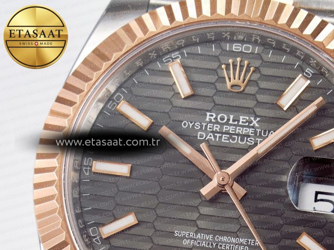 DateJust 41 126331 ARF 1:1 Best Edition 904L Steel Gray Textured Dial on SS/RG Jubilee Bracelet SH3235（Gain Weight） - Görsel 10