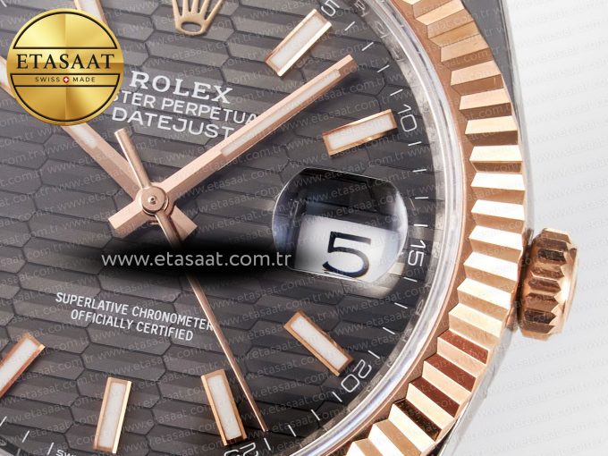DateJust 41 126331 ARF 1:1 Best Edition 904L Steel Gray Textured Dial on SS/RG Jubilee Bracelet SH3235（Gain Weight） - Görsel 12