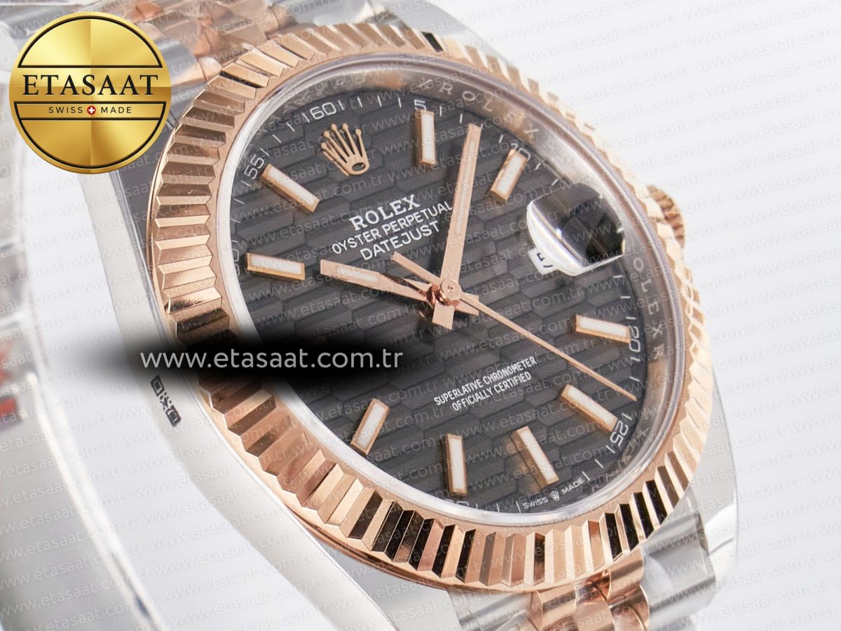 DateJust 41 126331 ARF 1:1 Best Edition 904L Steel Gray Textured Dial on SS/RG Jubilee Bracelet SH3235（Gain Weight） - Görsel 5