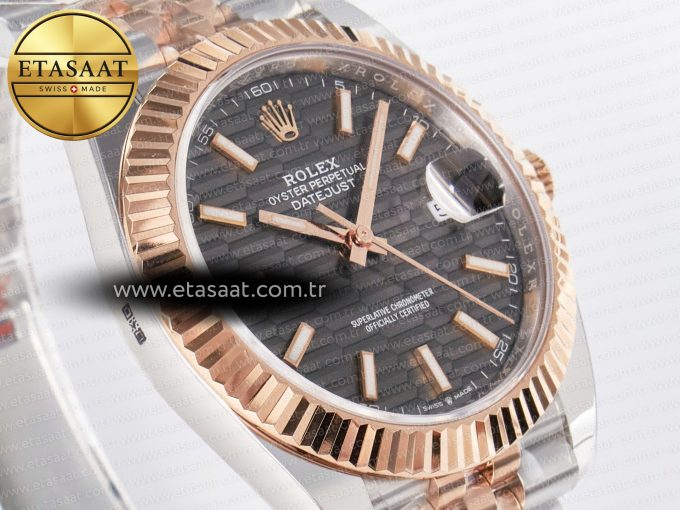 DateJust 41 126331 ARF 1:1 Best Edition 904L Steel Gray Textured Dial on SS/RG Jubilee Bracelet SH3235（Gain Weight） - Görsel 5
