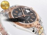 DateJust 41 126331 ARF 1:1 Best Edition 904L Steel Gray Textured Dial on SS/RG Jubilee Bracelet SH3235（Gain Weight） - Görsel 7