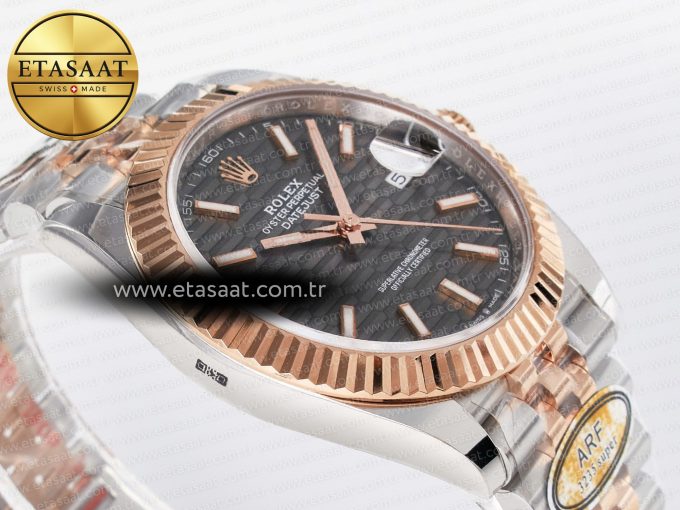 DateJust 41 126331 ARF 1:1 Best Edition 904L Steel Gray Textured Dial on SS/RG Jubilee Bracelet SH3235（Gain Weight） - Görsel 7