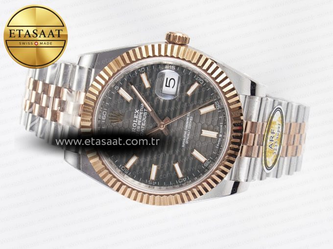 DateJust 41 126331 ARF 1:1 Best Edition 904L Steel Gray Textured Dial on SS/RG Jubilee Bracelet SH3235（Gain Weight） - Görsel 9