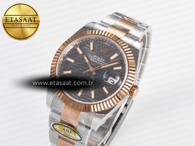 DateJust 41 126331 ARF 1:1 Best Edition 904L Steel Gray Textured Dial on SS/RG Oyster Bracelet SH3235（Gain Weight） - Görsel 1