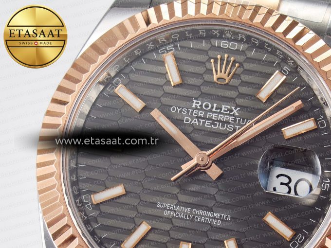 DateJust 41 126331 ARF 1:1 Best Edition 904L Steel Gray Textured Dial on SS/RG Oyster Bracelet SH3235（Gain Weight） - Görsel 10