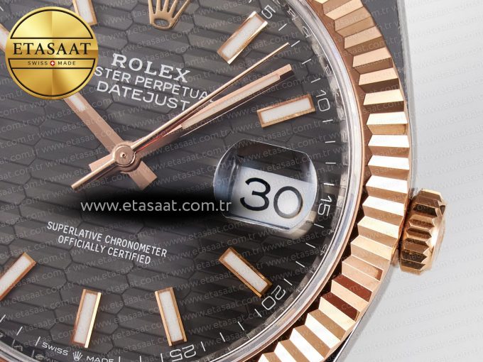 DateJust 41 126331 ARF 1:1 Best Edition 904L Steel Gray Textured Dial on SS/RG Oyster Bracelet SH3235（Gain Weight） - Görsel 12